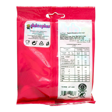 Dulceplus Strawberry Cream Hearts Jelly, Gluten Free, Pouch, 100g - Image 2