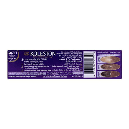Wella Koleston Single, 307/1 Medium Ash Blonde - Image 2
