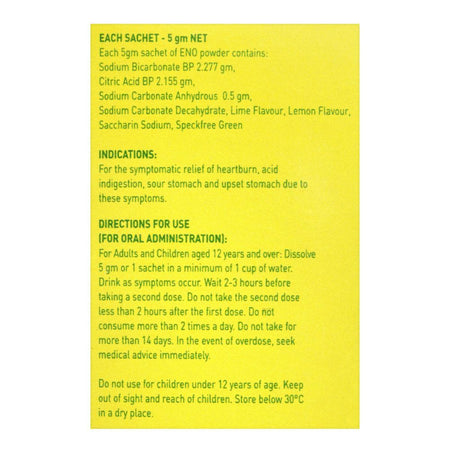 Eno Fruit Salt Lemon Sachet, 14x5g - Image 3