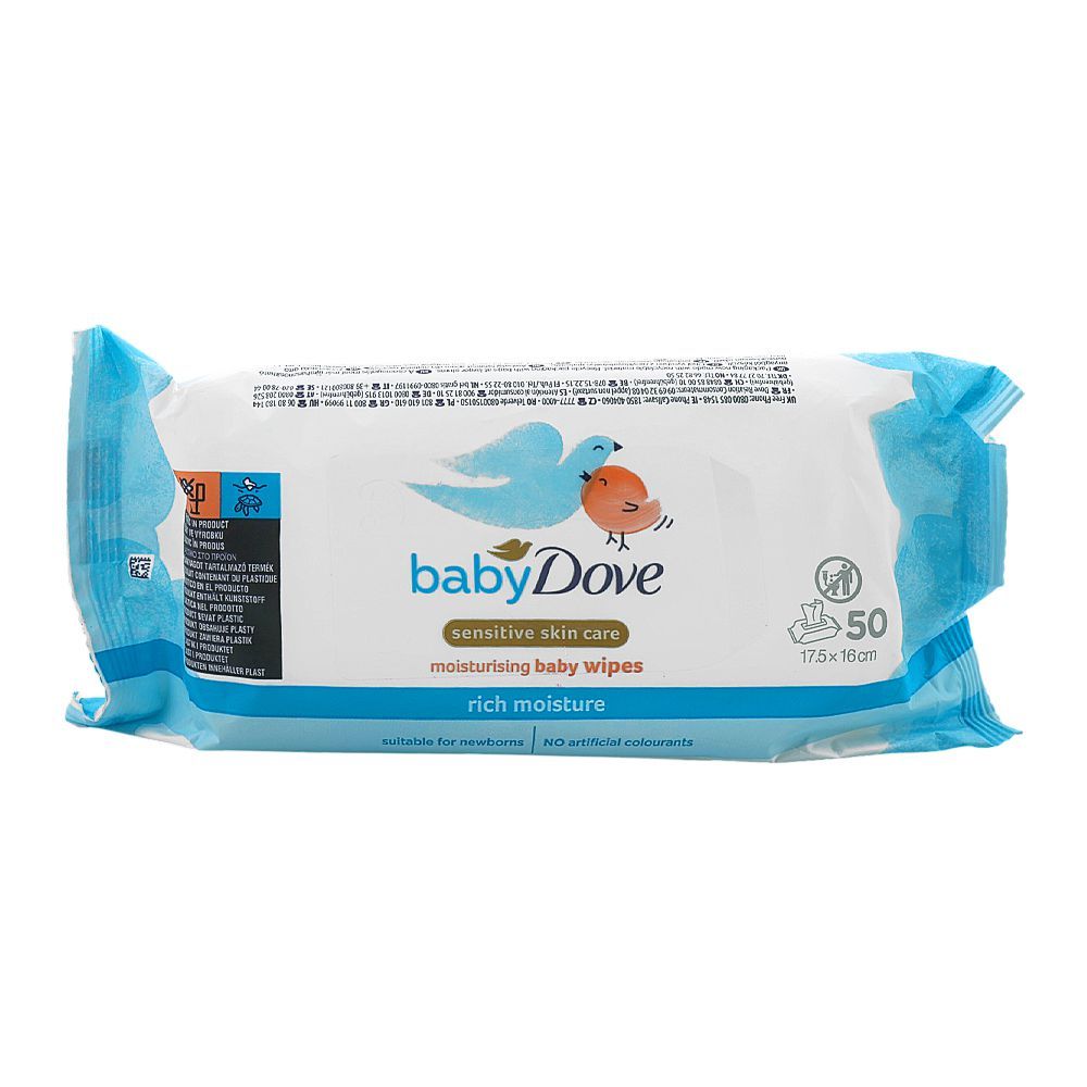 Dove Rich Moisture Baby Wipes, For Newborns, 50-Pack - Image 2