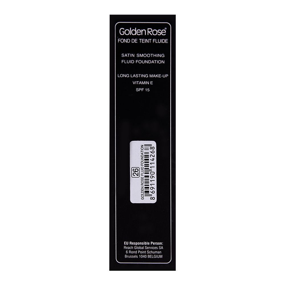 Golden Rose Satin Smoothing Fluid Foundation, 26, Paraben Free, SPF 15 - Image 4