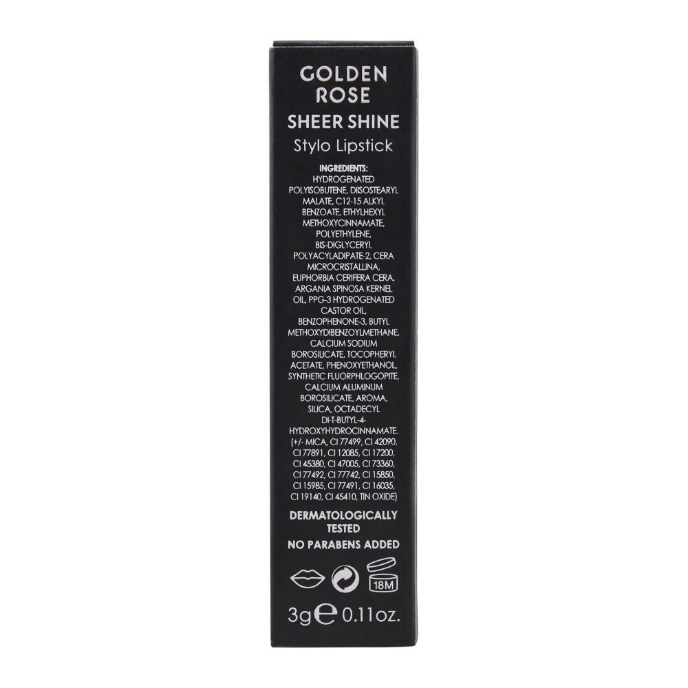 Golden Rose Sheer Shine Stylo Lipstick, SPF 25, 08 - Image 5