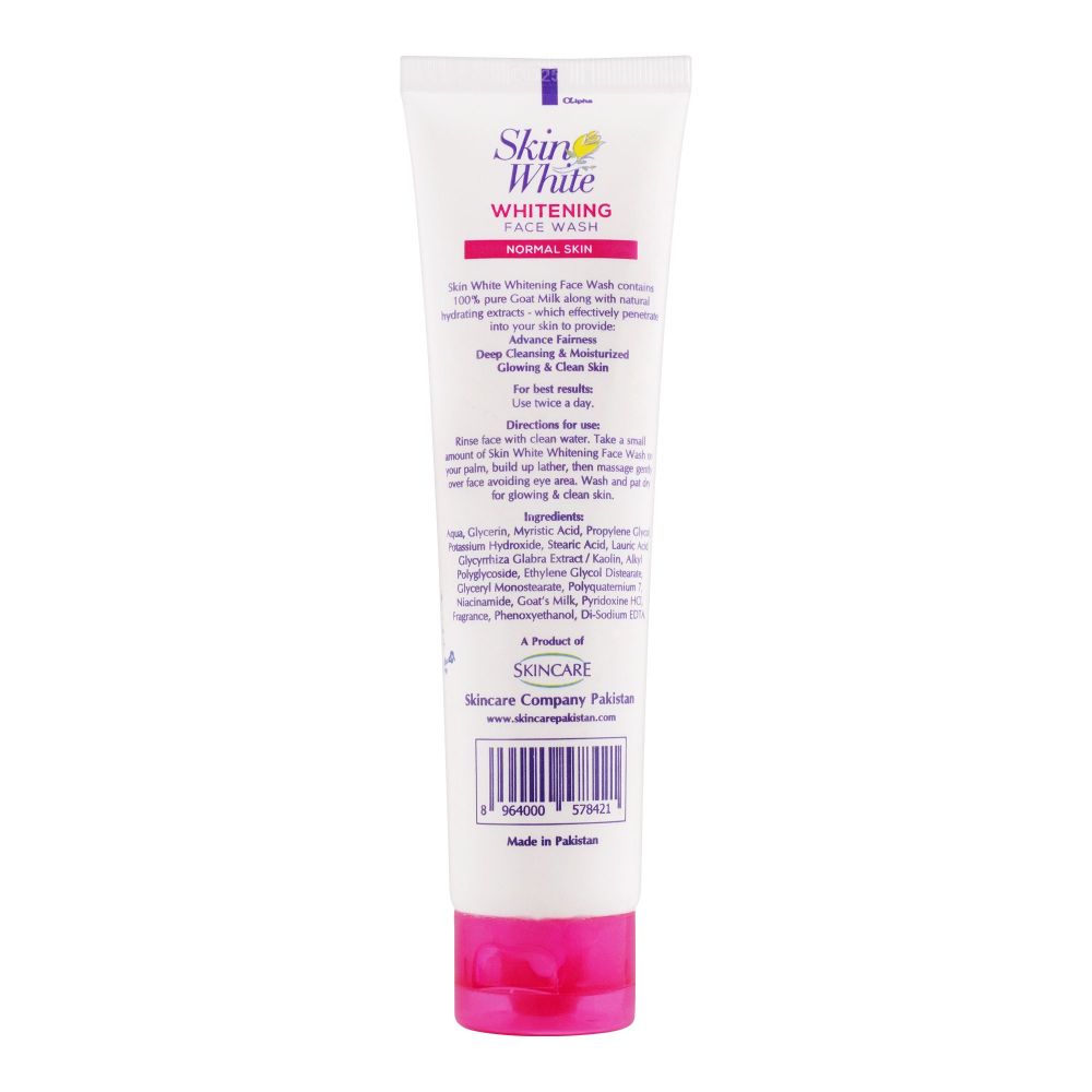 Skin White Whitening Normal Skin Face Wash, 12Hrs Glowing & Clean Skin, Fairer You In 2 Weeks, With Goat Milk + Whitening Beads, 100g - Image 2
