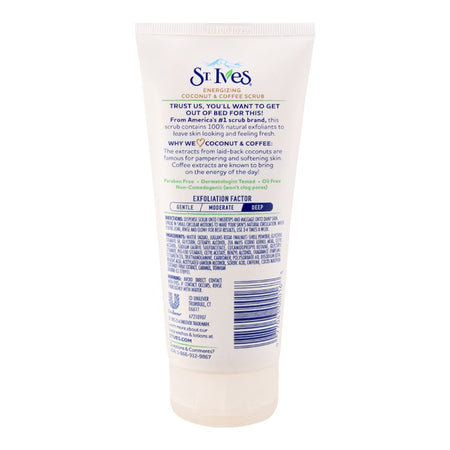 St. Ives Energizing Coconut & Coffee Scrub, Tube, Paraben & Oil Free, 170g - Image 2