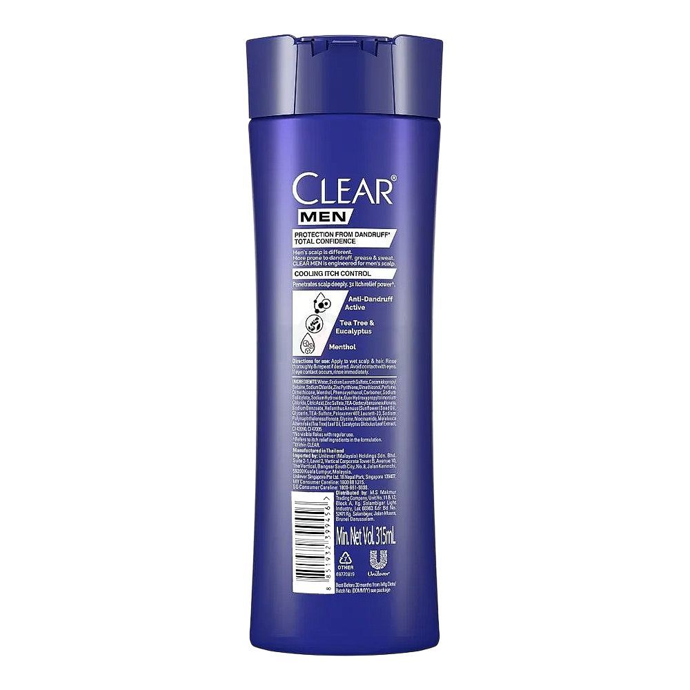 Clear Men Cool Sport Menthol Anti-Dandruff Shampoo, For All Hair Types, 315ml - Image 2
