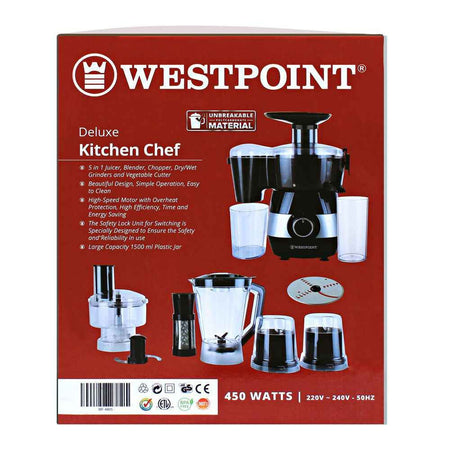 West Point 5-In-1 Deluxe Kitchen Chef, Blender + Chopper + Grinder + Cutter + Juicer, WF-4805 - Image 7