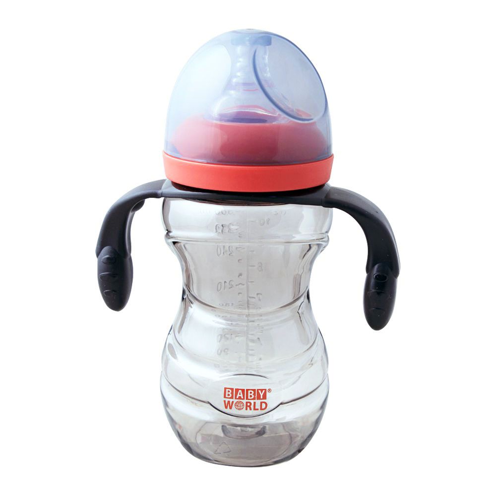 Baby World Contra Colic Wide Neck Baby Feeding Bottle, With Handle, Red, 300ml, BW2047 - Main Image