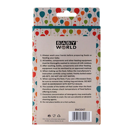 Baby World Contra Colic Wide Neck Baby Feeding Bottle, With Handle, Red, 300ml, BW2047 - Image 3