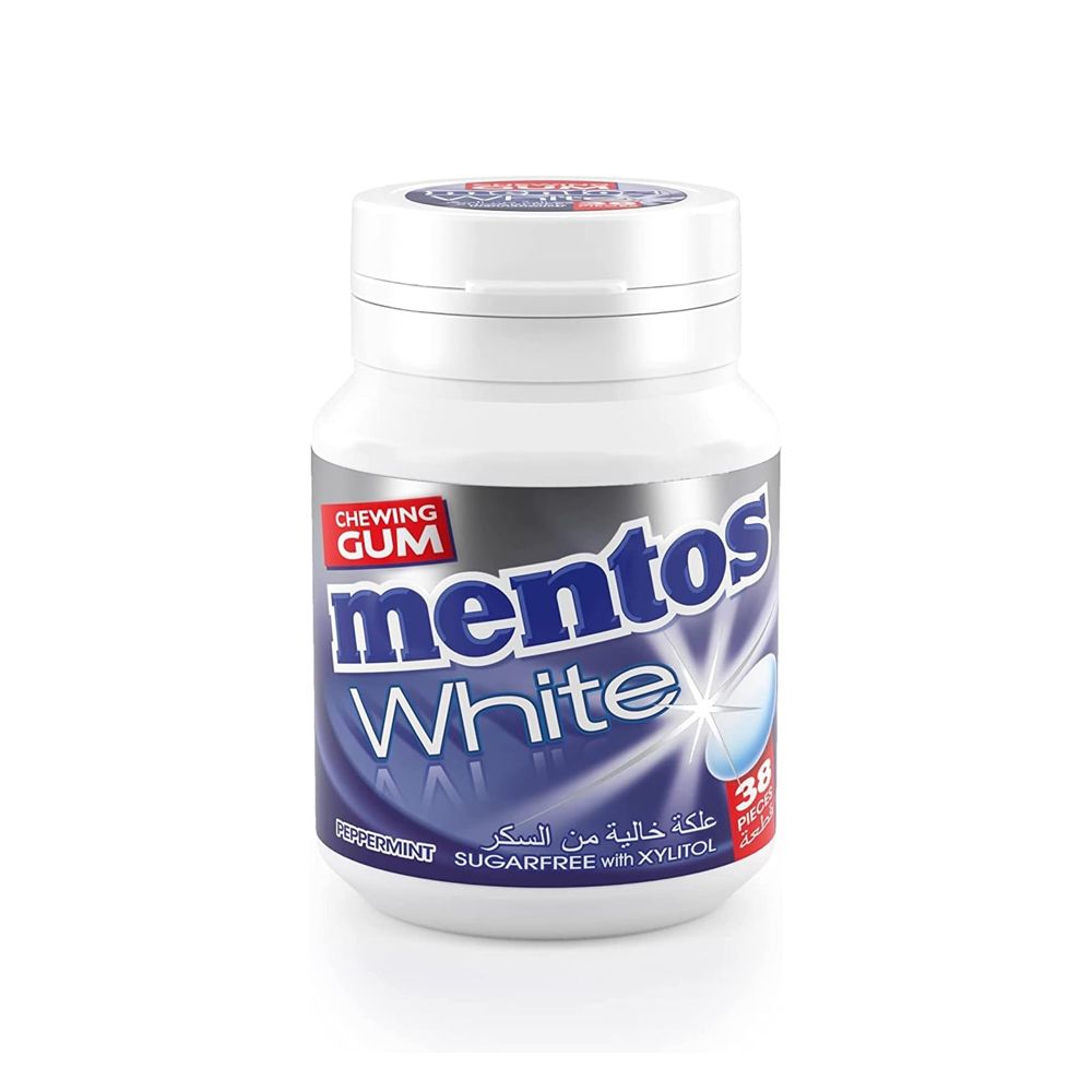 Mentos White Peppermint Sugar-Free Gum, 38-Pack Bottle - Main Image
