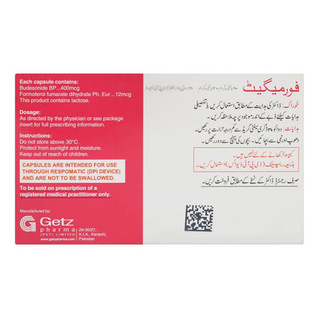 Getz Pharma Formiget Capsules, 400mcg + 12mcg, Box - Image 2