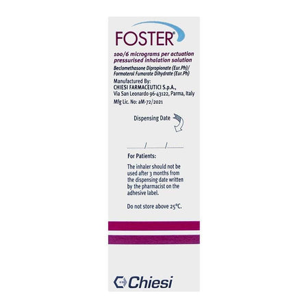 Chiesi Pharmaceuticals Foster Inhaler, 100/6mg, 120 Actuations, 8ml - Image 3