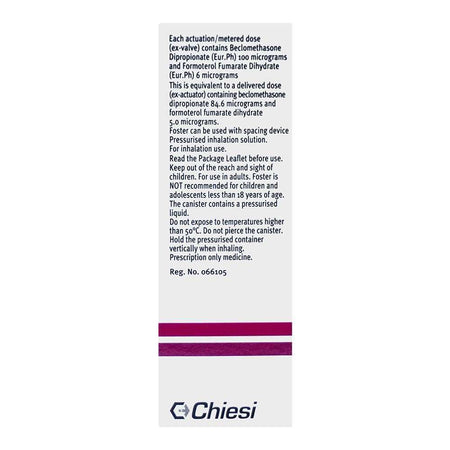 Chiesi Pharmaceuticals Foster Inhaler, 100/6mg, 120 Actuations, 8ml - Image 4