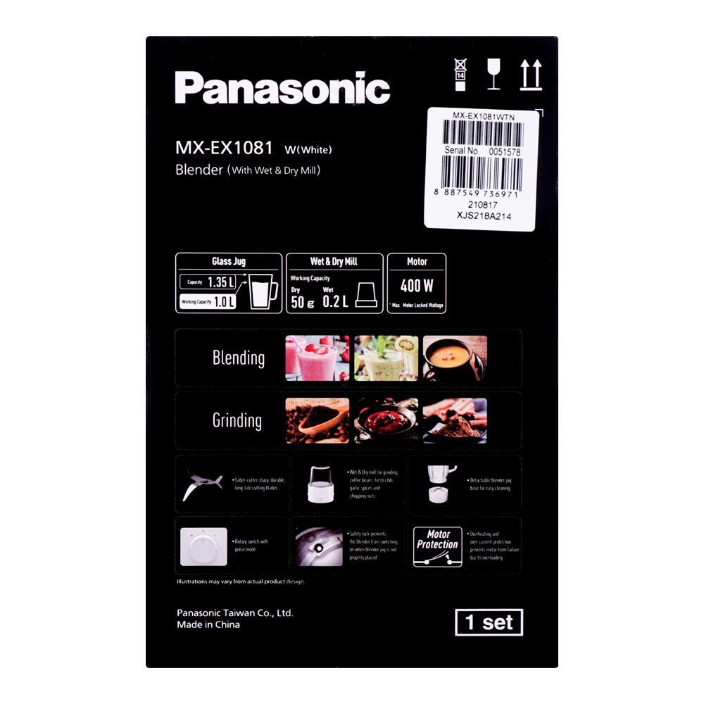 Panasonic Blender With Dry Mill, 400W, White, MX-EX1081 - Image 4