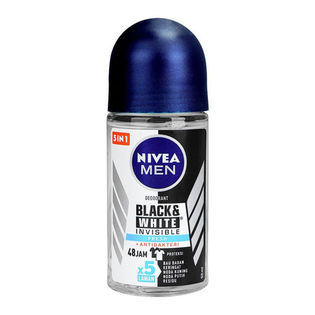 Nivea Men 48H Invisible Black & White Fresh Roll On, 50ml - Main Image