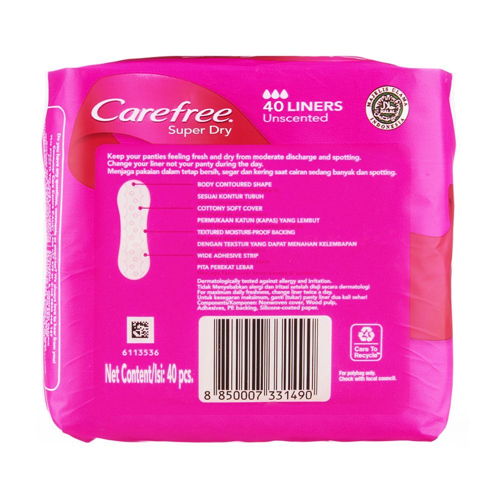 Carefree Super Dry Liners, Unscented, 40-Pack - Image 2