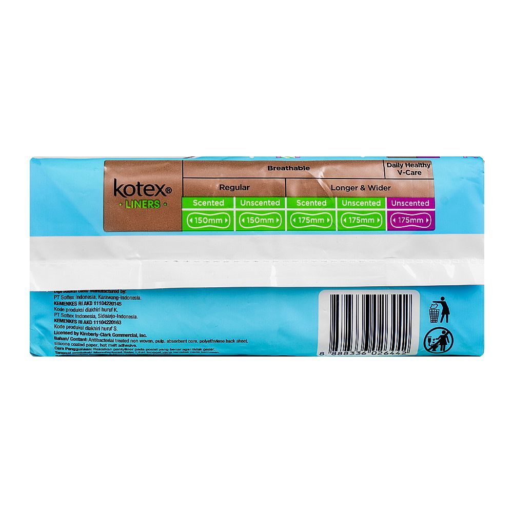 Kotex Daily Healthy V-Care, Longer & Wider Panty Liner, 32-Pack - Image 3