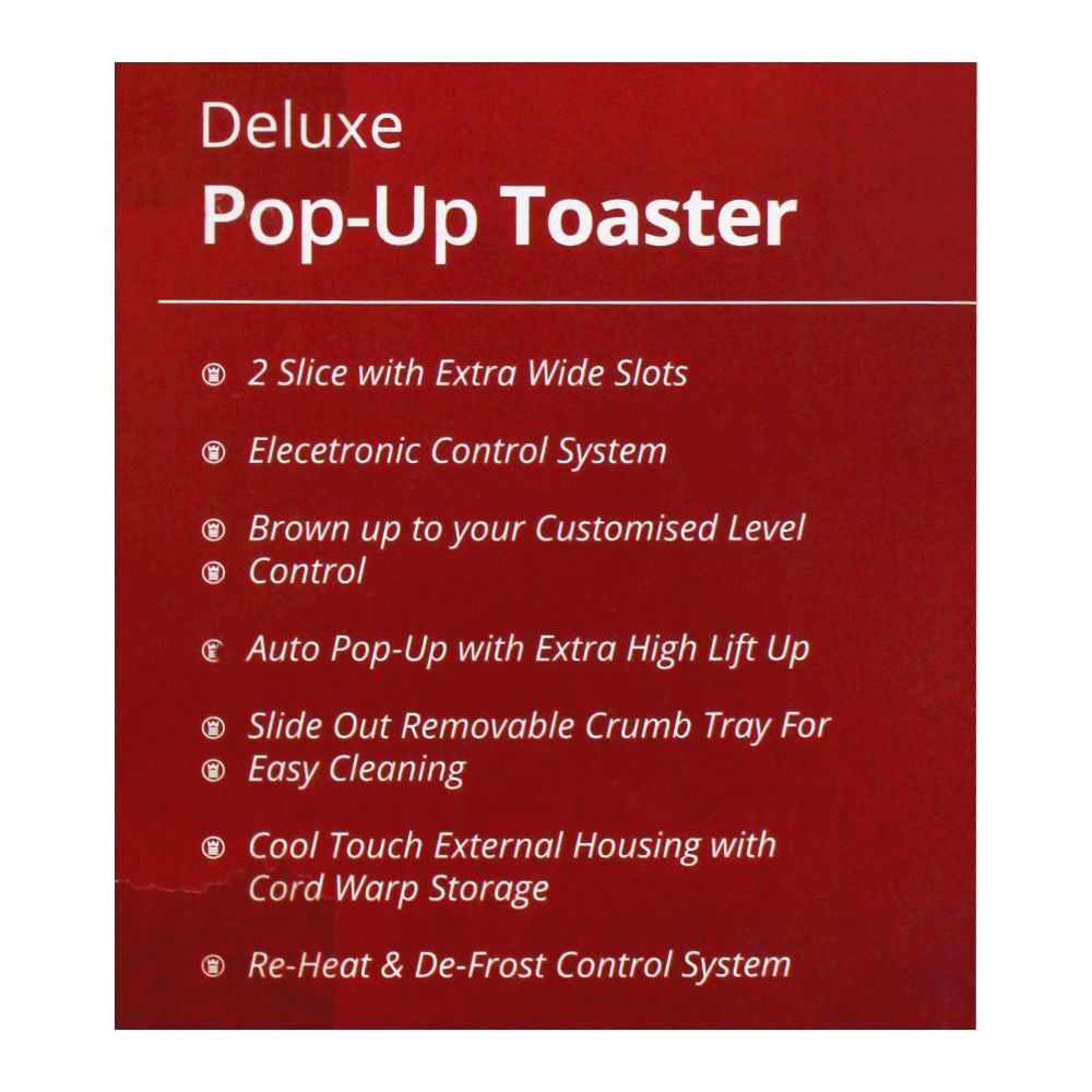West Point Deluxe 2 Slice Pop-up Toaster, WF-2532 - Image 4