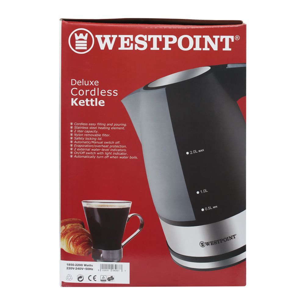 West Point Deluxe Cordless Kettle, 2L, 1850W, WF-8267 - Image 3