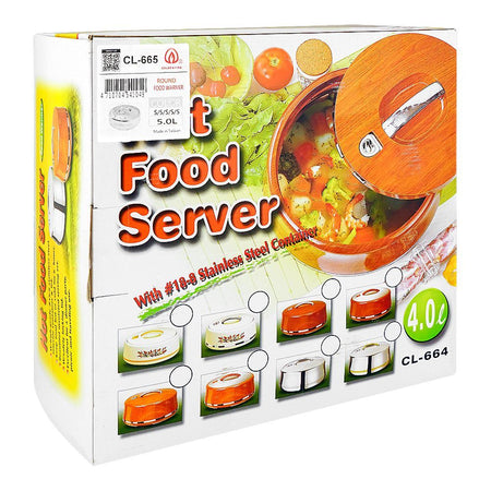 Golden Fire Round Hot Pot, Food Warmer, 5000ml, Silver, 665S/S - Image 2