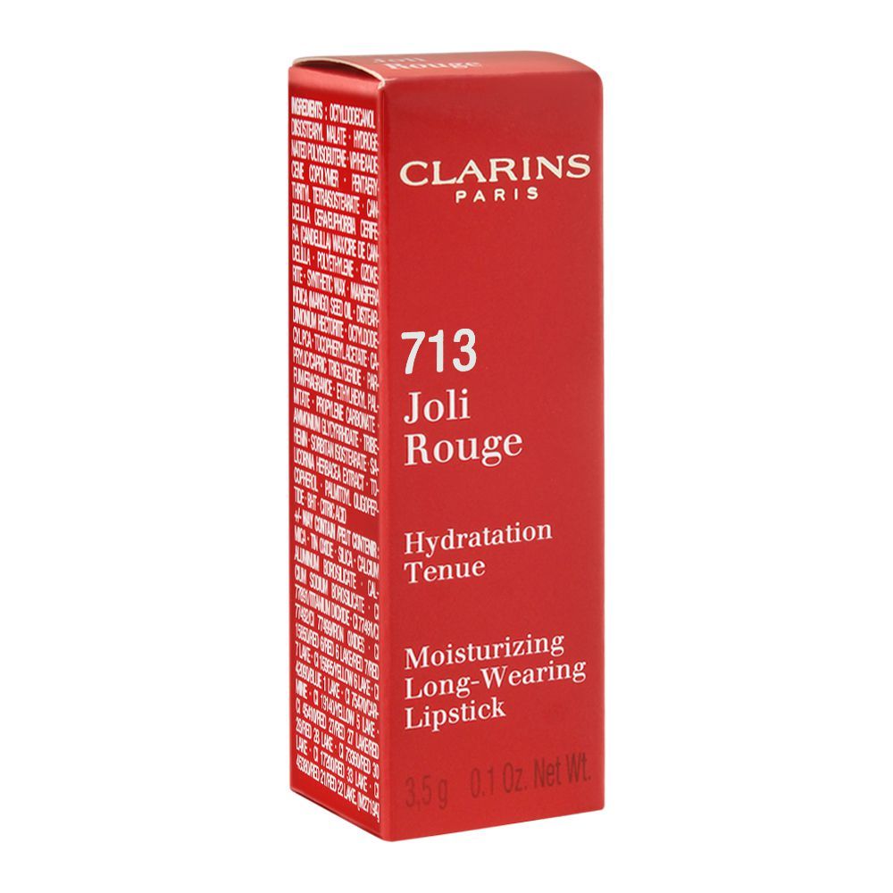 Clarins Paris Joli Rouge Moisturizing Long-Wearing Lipstick, 713 Hot Pink - Image 3