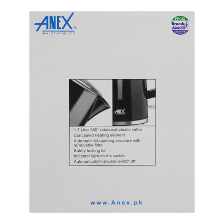 Anex Deluxe Kettle, 1850-2150W, 1700ml Capacity, Black, AG-4055 - Image 3