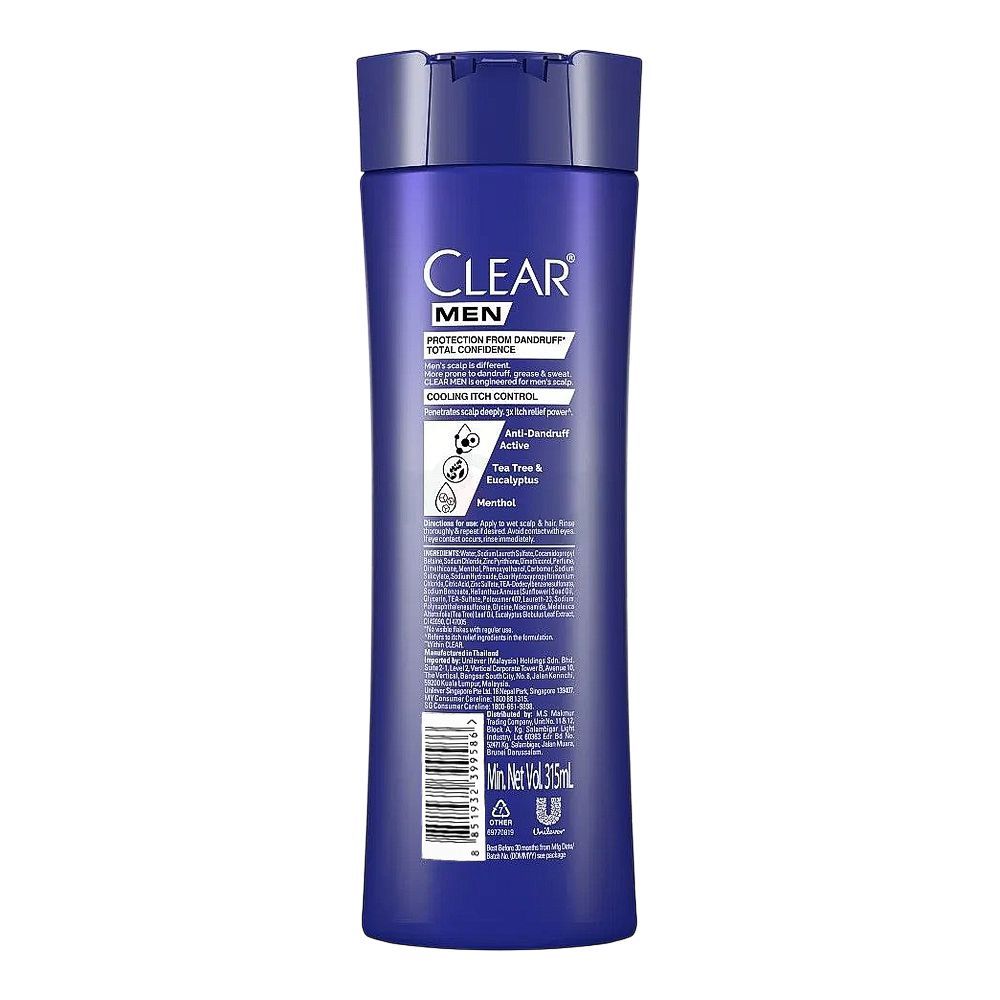 Clear Men Cooling Itch Control Anti-Dandruff Shampoo, For All Hair Types, 315ml - Image 2