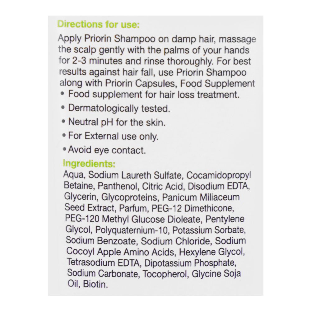 Priorin Shampoo, 0% Parabens, For Thin & Fragile Hair, 200ml - Image 3