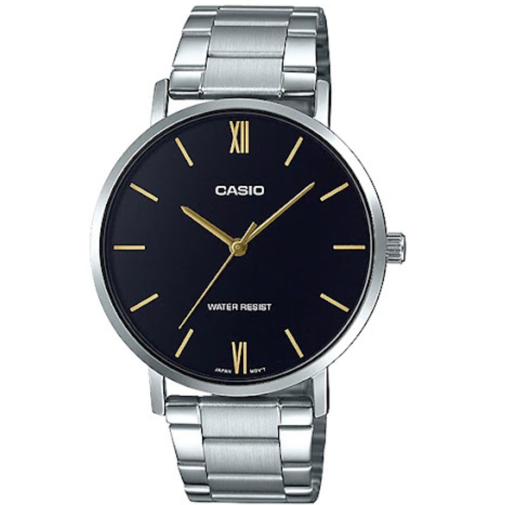 Casio Men's Formal Analog Watch With Black Dial & Stainless Steel Bracelet, MTP-VT01D-1BUDF - Main Image