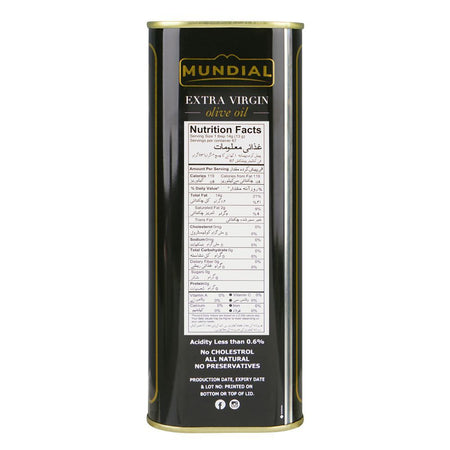Mundial Extra Virgin Olive Oil Tin, 1 Liter - Image 3