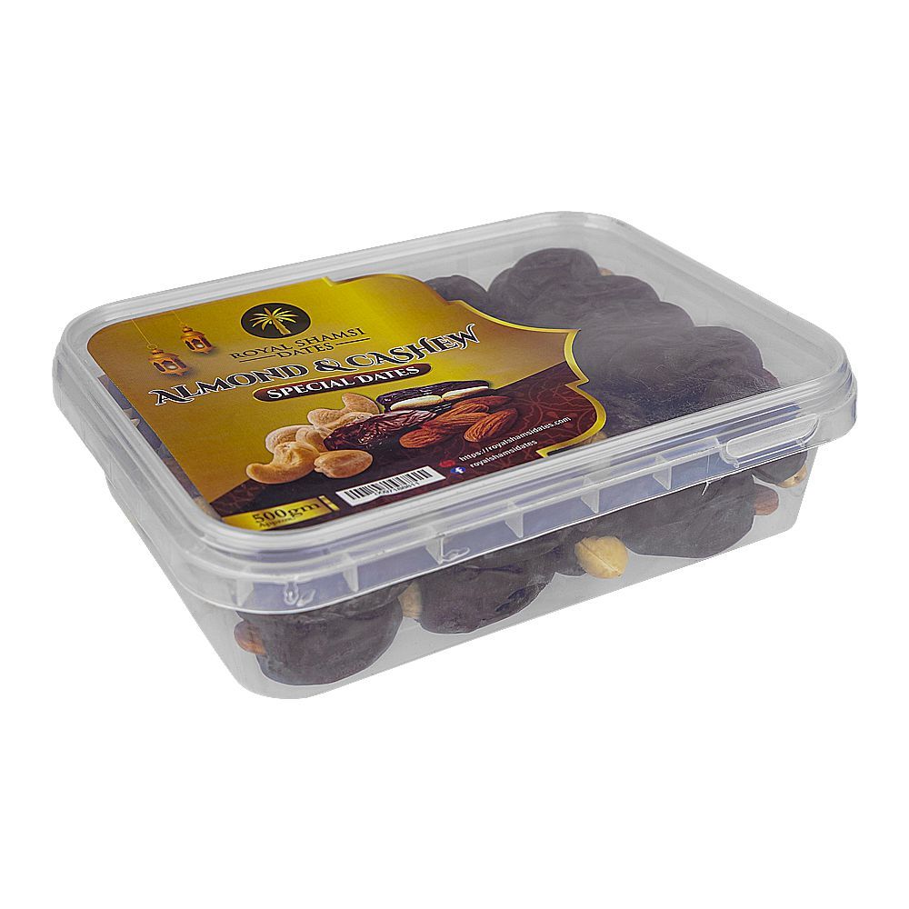 Royal Shamsi Almond & Cashew Special Dates, 500g - Main Image