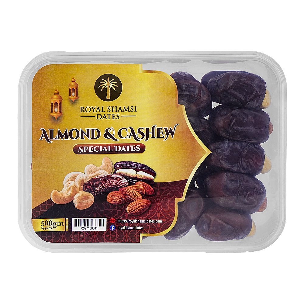Royal Shamsi Almond & Cashew Special Dates, 500g - Image 3