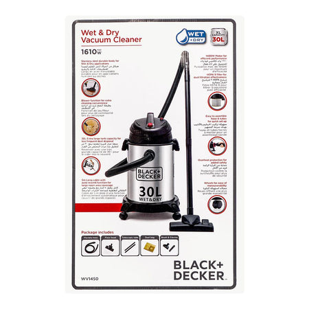 Black & Decker 2-In-1 Wet & Dry Vacuum Cleaner, 30L, WV-1450 - Image 5