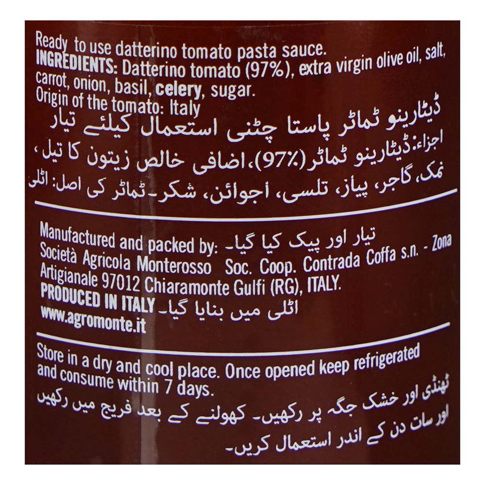 Agromonte Datterino Sauce, Gluten Free, 330g - Image 3