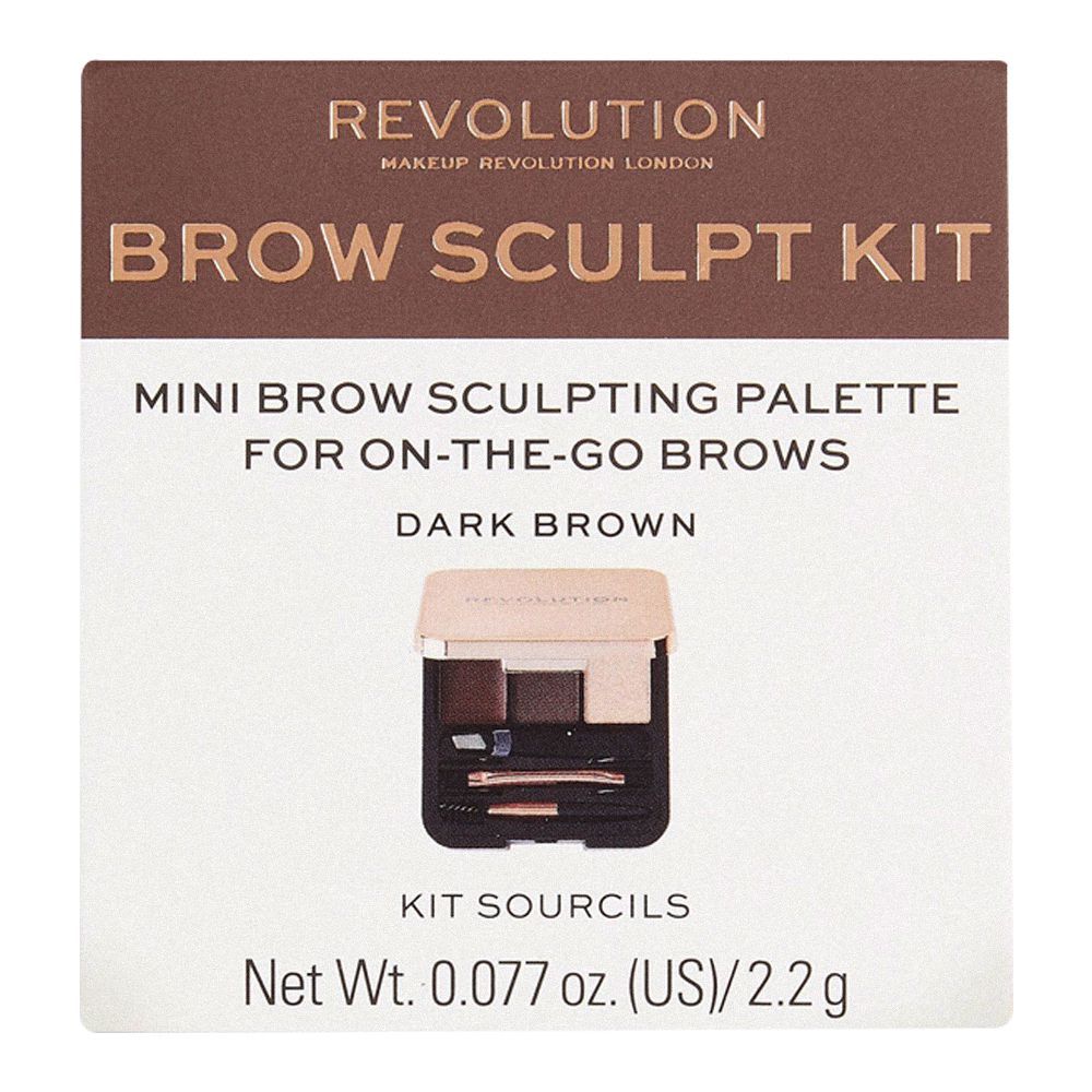 Makeup Revolution Brow Sculpt Kit, Dark Brown, 2.2g - Main Image