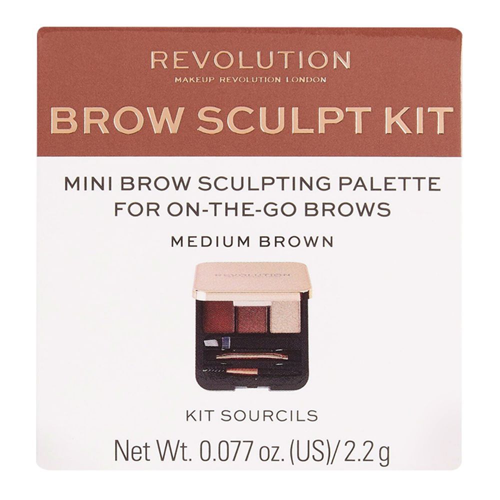 Makeup Revolution Brow Sculpt Kit, Medium Brown, 2.2g - Main Image