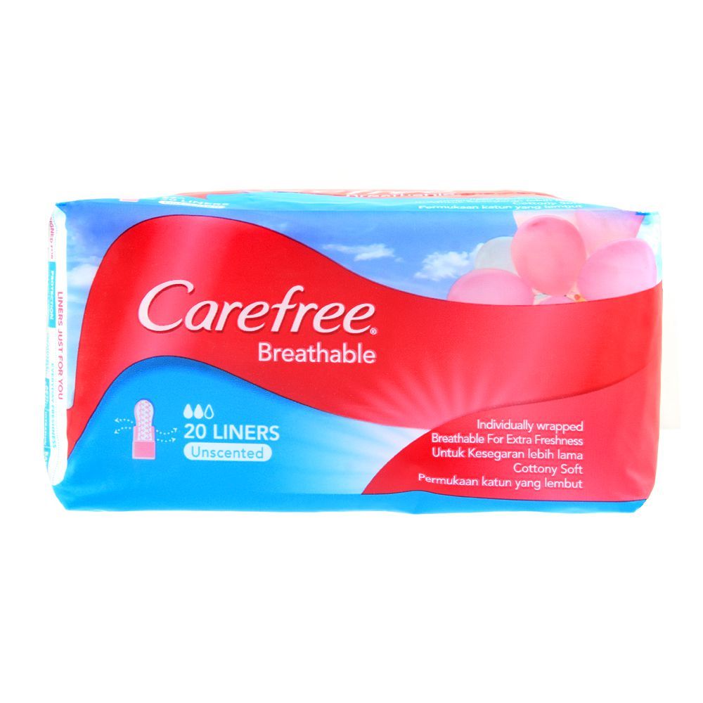 Carefree Breathable Liners, Unscented Pantyliners, 20-Pack - Main Image