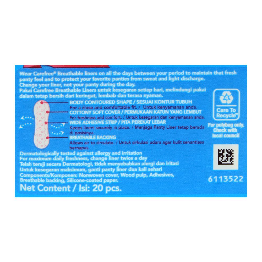 Carefree Breathable Liners, Unscented Pantyliners, 20-Pack - Image 3