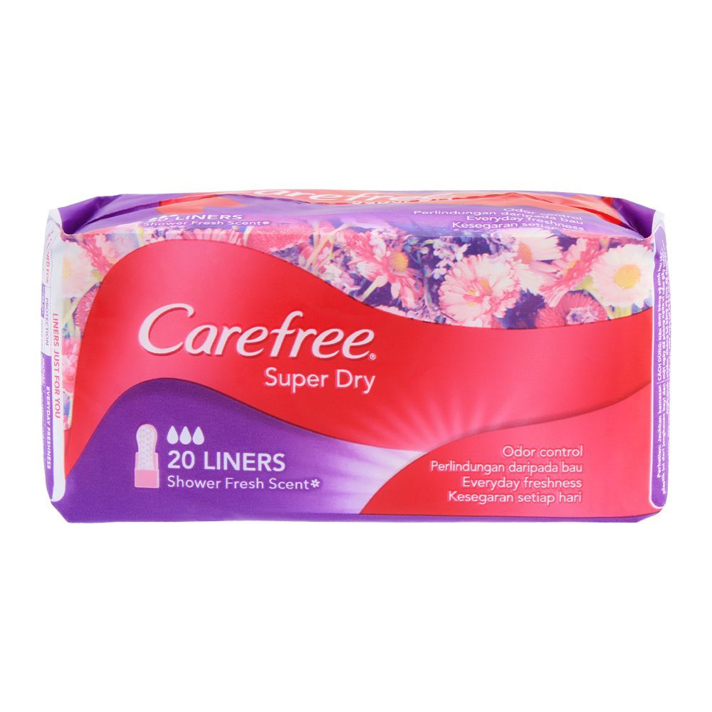 Carefree Super Dry Liners, Shower Fresh Scent Pantyliners, 20-Pack - Main Image