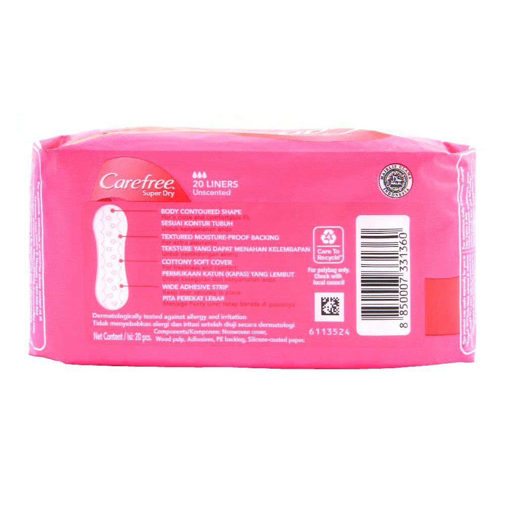 Carefree Super Dry Liners, Unscented Pantyliners, 20-Pack - Image 2