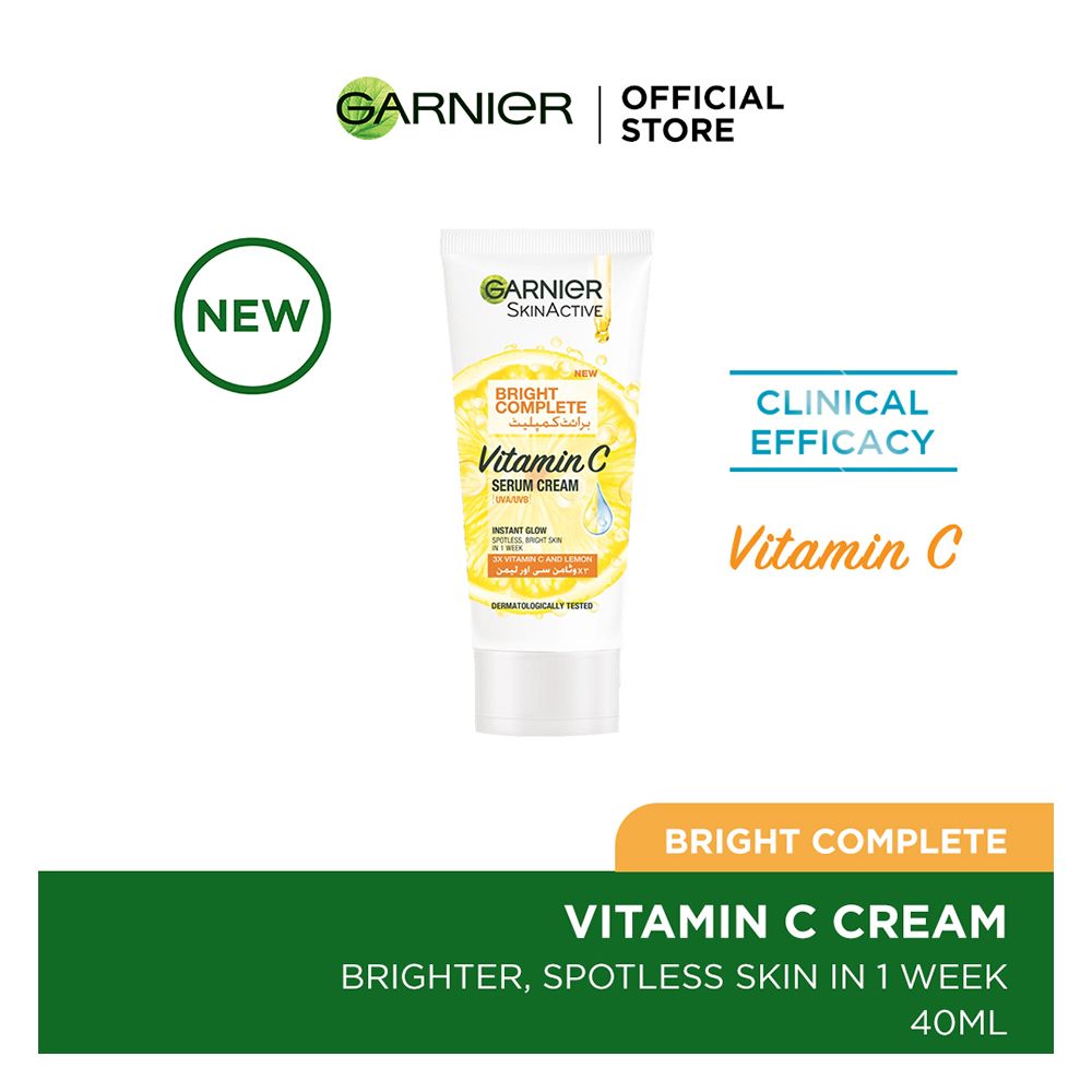 Garnier Skin Active Bright Complete Vitamin C Serum Cream, 40ml - Lighten Dark Spots And Brighten Your Skin - Main Image