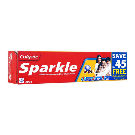 Colgate Sparkle Toothpaste With Clove & Pear Powder, 200g, Brush Pack - Image 2