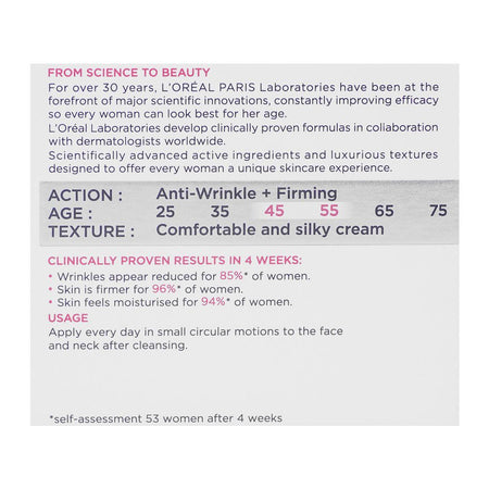 L'Oreal Wrinkle Expert 45+Retino Peptides Anti-Wrinkle Firming Day Cream, 50ml - Image 3