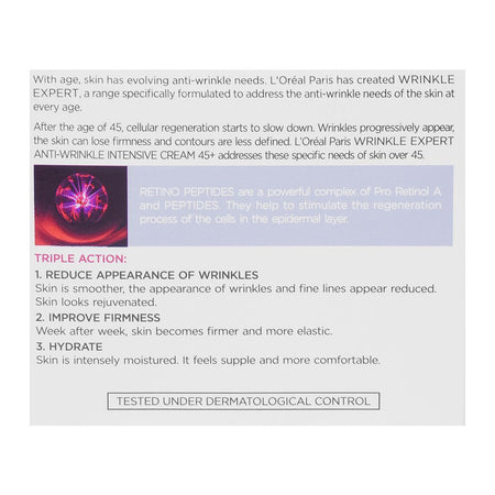 L'Oreal Wrinkle Expert 45+Retino Peptides Anti-Wrinkle Firming Day Cream, 50ml - Image 4