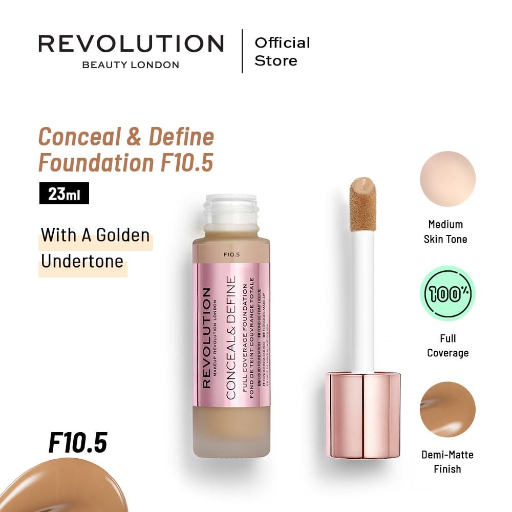 Makeup Revolution Conceal & Define Full Coverage Foundation, F10.5 - Main Image