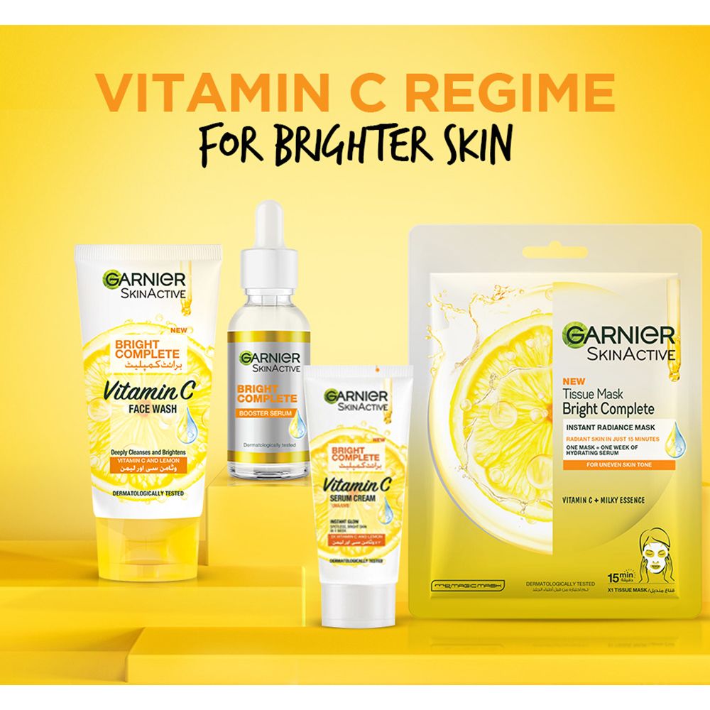 Garnier Skin Active Bright Complete Vitamin C Face Wash, 100ml - Cleanse, Remove Impurities, And Brightens Your Skin - Image 4