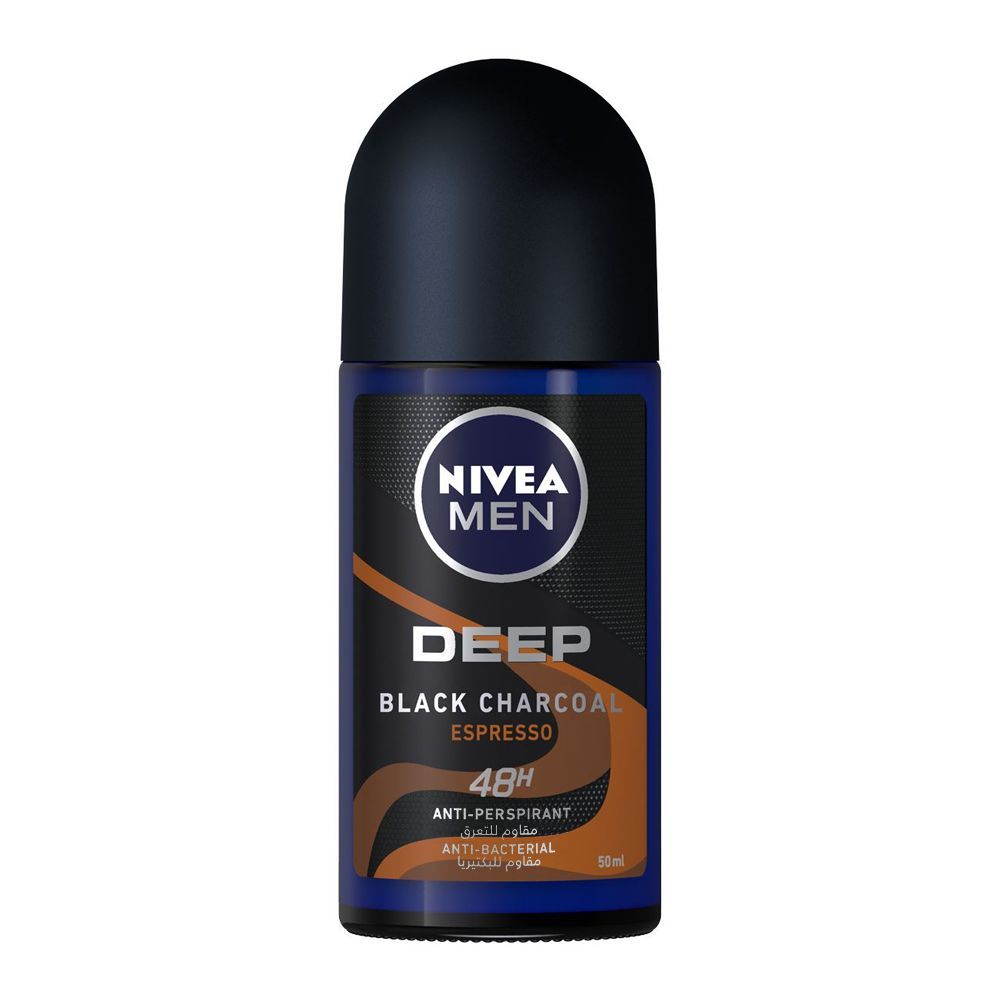 Nivea Men 48H Deep Black Carbon Espresso Anti-Perspirant Deodorant Roll On, 50ml - Main Image