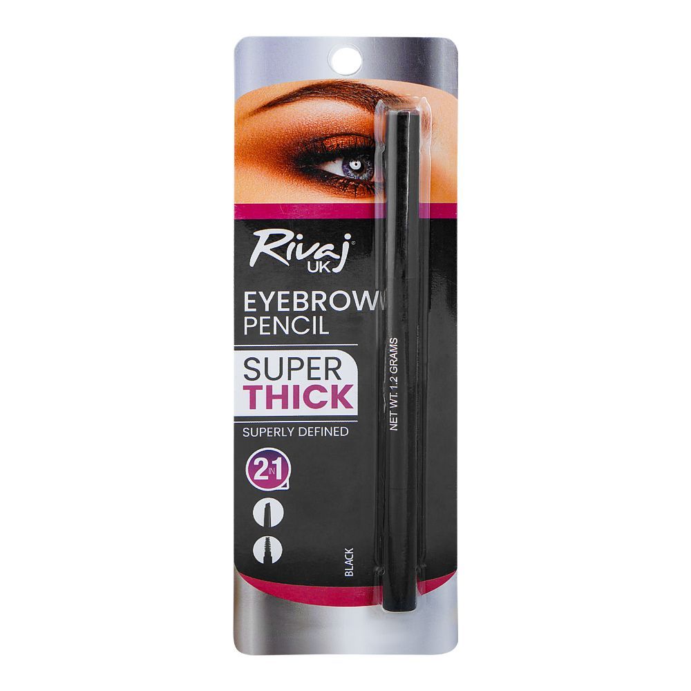 Rivaj UK 2in1 Super Thick Eyebrow Pencil, Black - Main Image