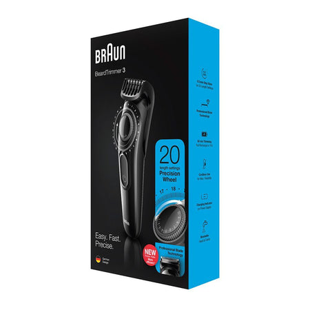 Braun Beard Trimmer 3, Rechargeable, 20 Length Settings, Black, BT-3222 - Image 3