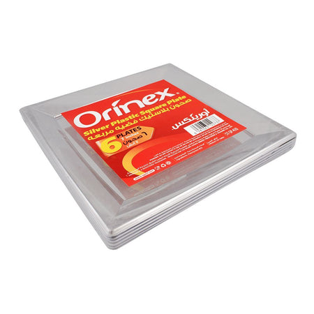 Orinex Silver Plastic Square Plate, 7 Inches, 6-Pack - Main Image