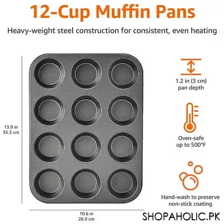 12 cups non stick muffin cupcake baking tray image2